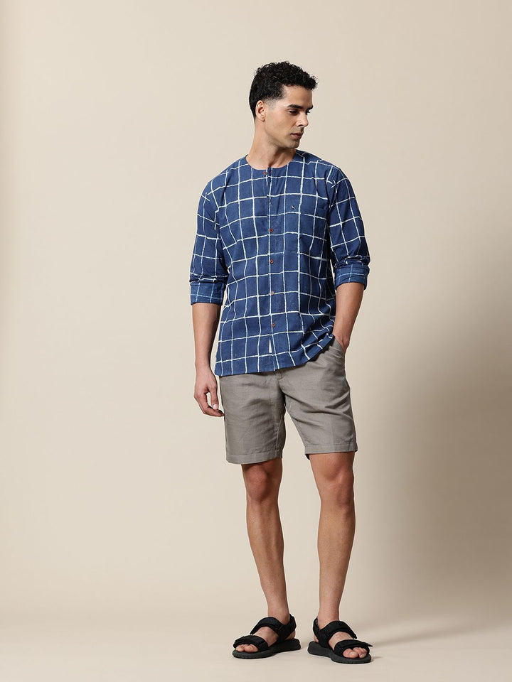 Mr Bowerbird Dabu Hand Block Printed Organic Cotton Opaque Casual Shirt