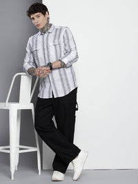 The Indian Garage Co Men Slim Fit Striped Double Flap Casual Shirt