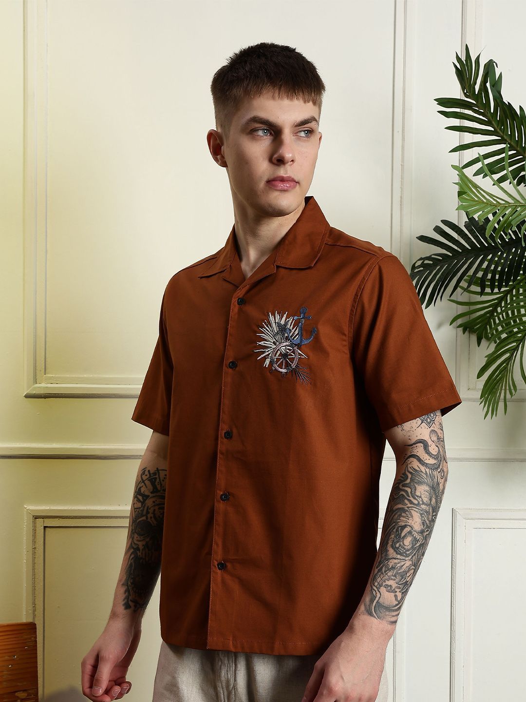 Eszett Anchor Baju Kasual Spread Collar Cotton