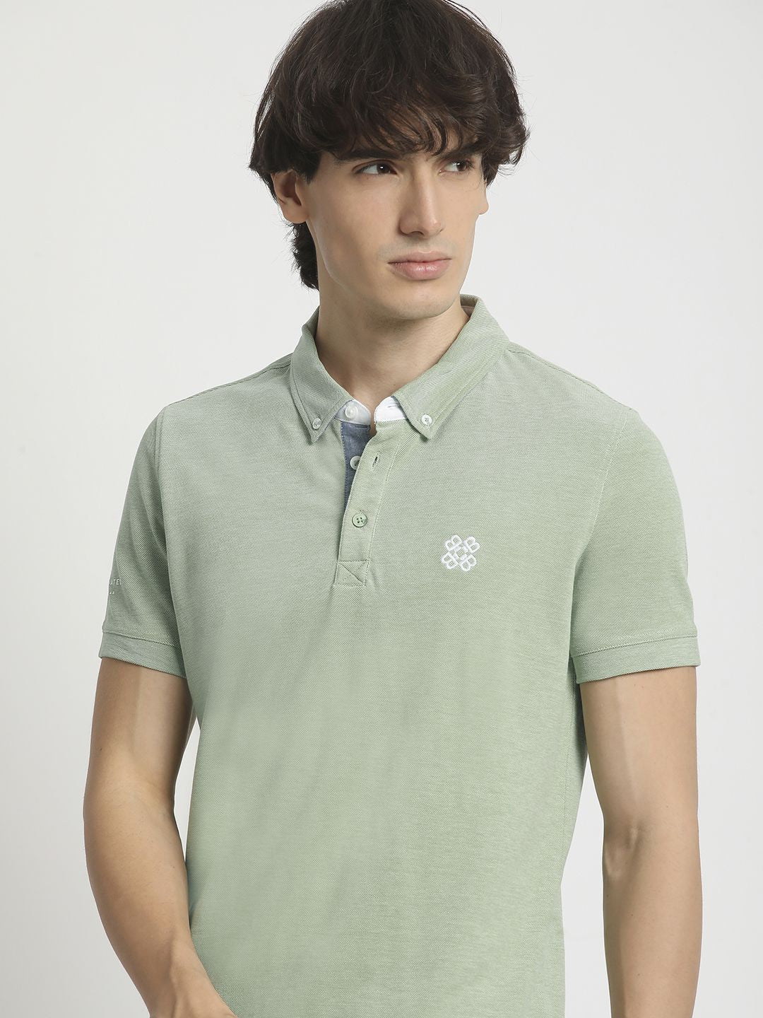 THE BEAR HOUSE Men Polo Collar Regular Fit Pure Cotton Solid T-shirt