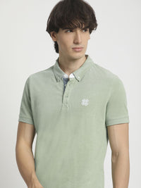 THE BEAR HOUSE Men Polo Collar Regular Fit Pure Cotton Solid T-shirt