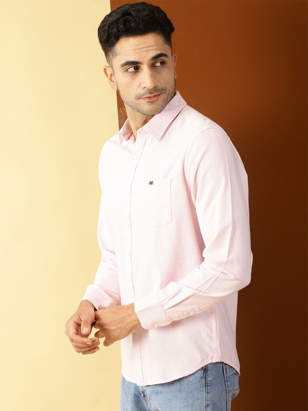 Thomas Scott Smart Slim Fit Vertical Stripes Pure Cotton Casual Shirt