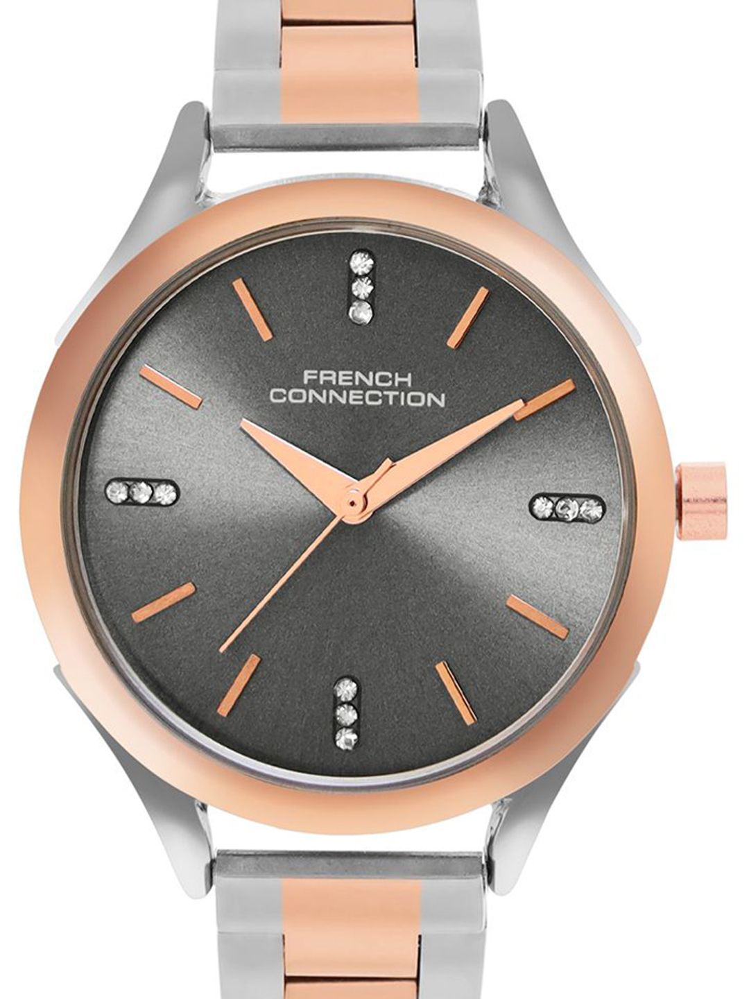French Connection Women Embellished Dial & Stainless Steel Bracelet Style Straps Analogue Watch FCN099RTM