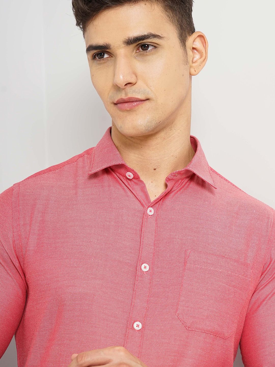 The Indian Garage Co. X Luxe Slim Fit Textured Self Design Cotton Formal Shirt