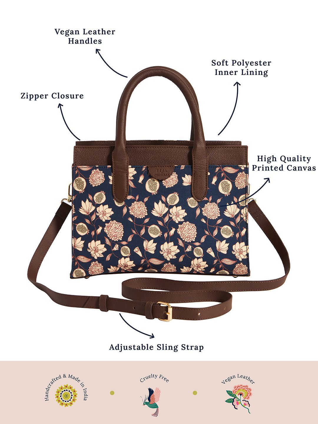 TEAL BY CHUMBAK Women Floral Printed Tote Bag