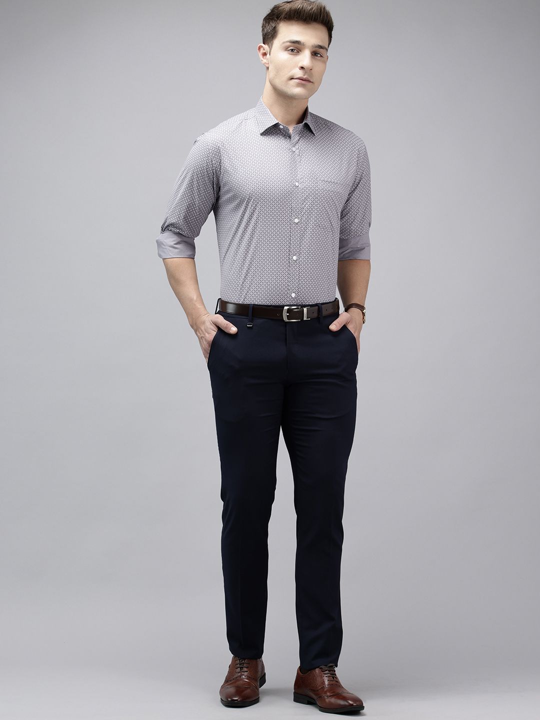 Park Avenue Slim Fit Opaque Geometric Printed Formal Shirt