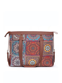 ZOUK Brown Ethnic Motifs Printed Laptop Structured Shoulder Bag