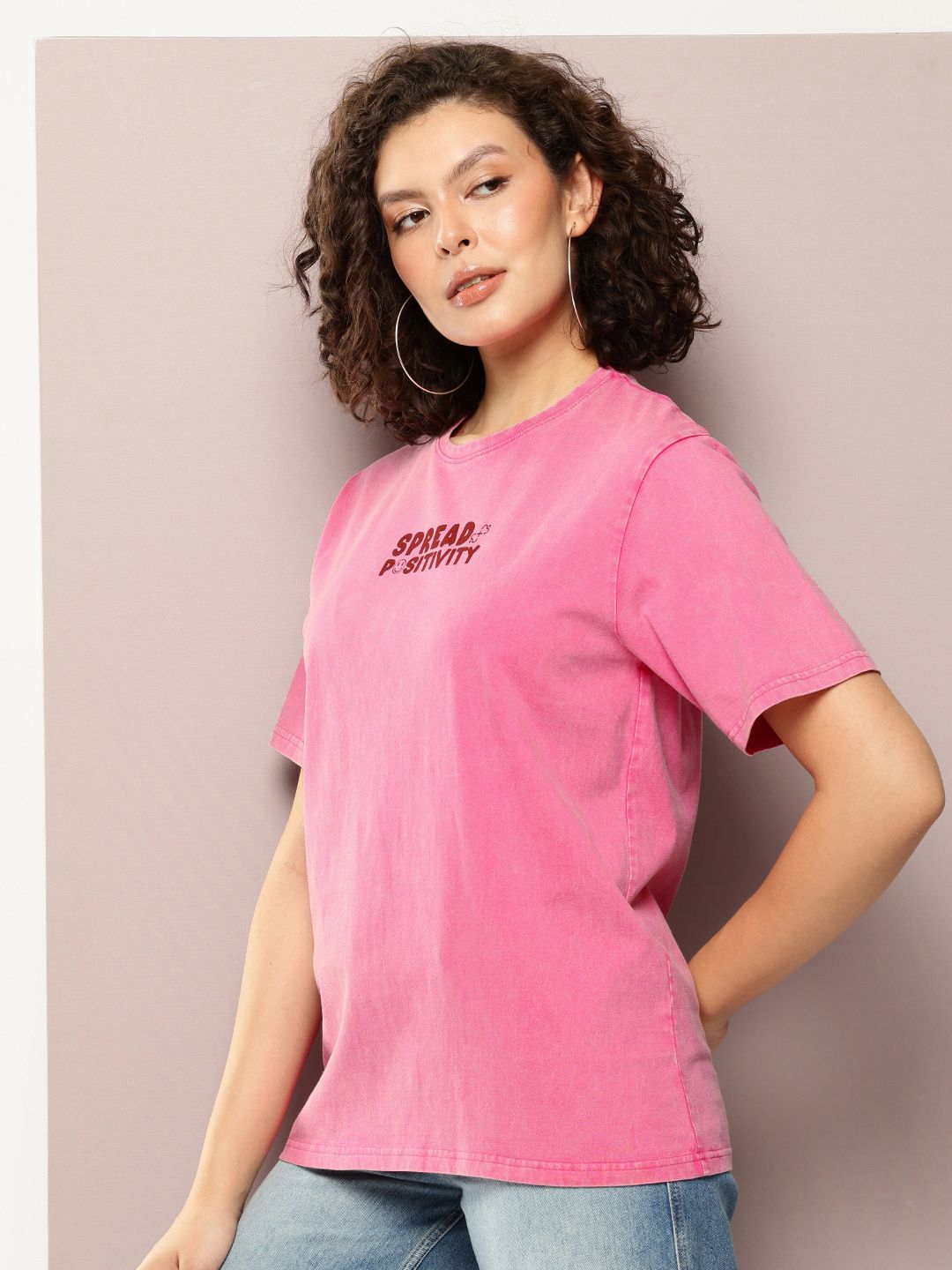 DILLINGER Women's Acid Washed Oversized Printed Tshirt
