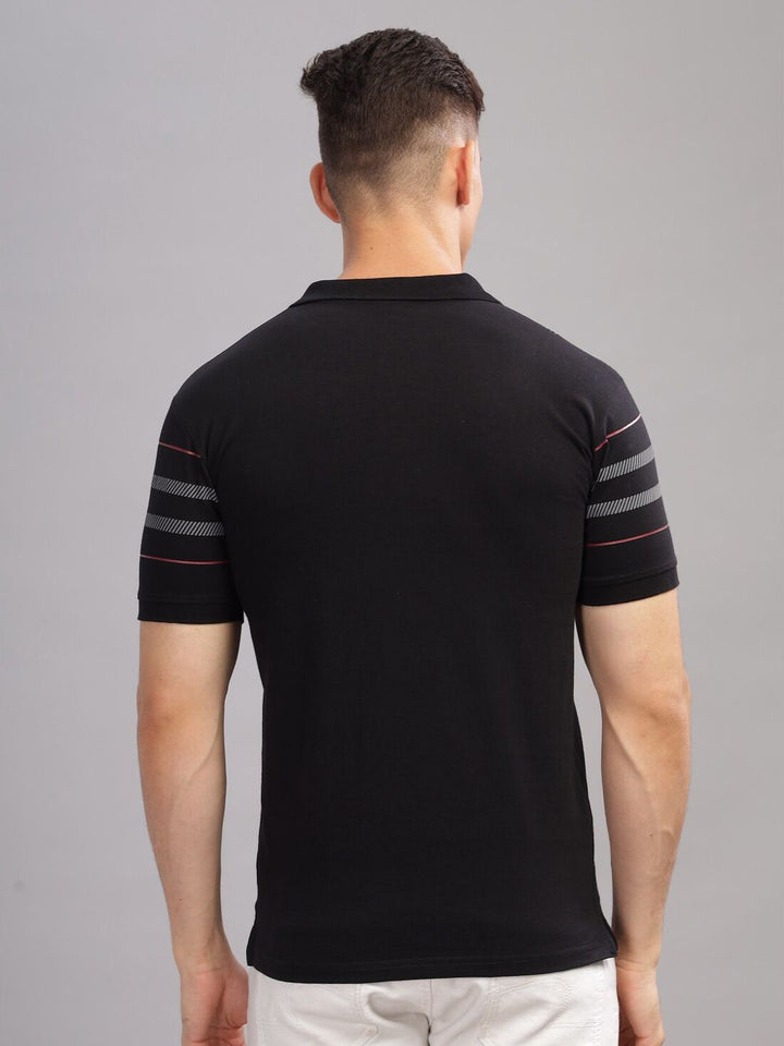 ADRO Striped Oversized Polo Collar Pure Cotton T-shirt