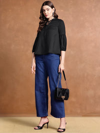 all about you Tie-Up Neck Puff Sleeves Top