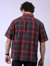 The Indian Garage Co Tartan Checked Pure Cotton Oversized Casual Shirt