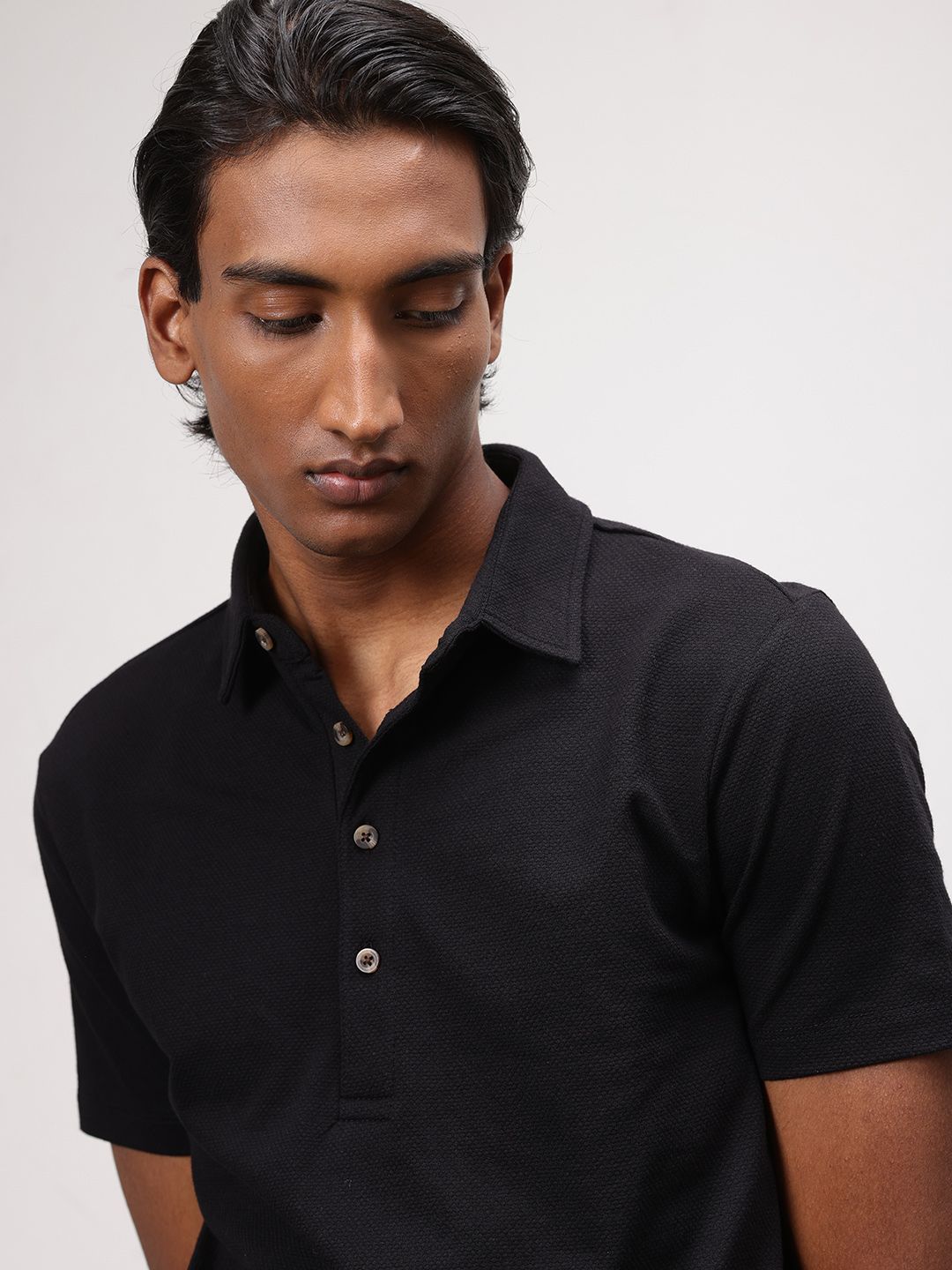 ether 365 Essentials Polo Collar Textured T-shirt