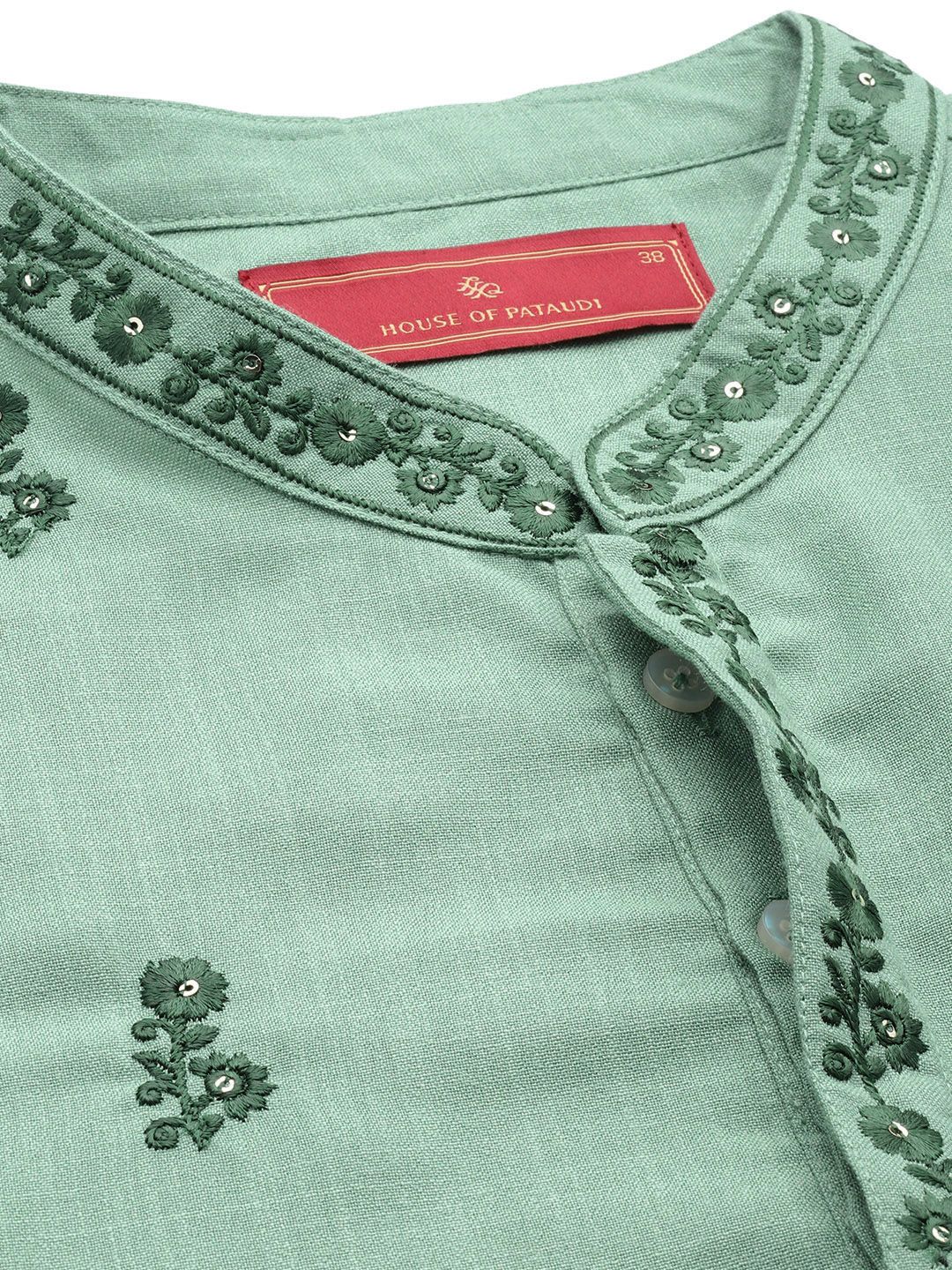 House of Pataudi Men Floral Embroidered Sequinned Jashn Kurta with Trousers