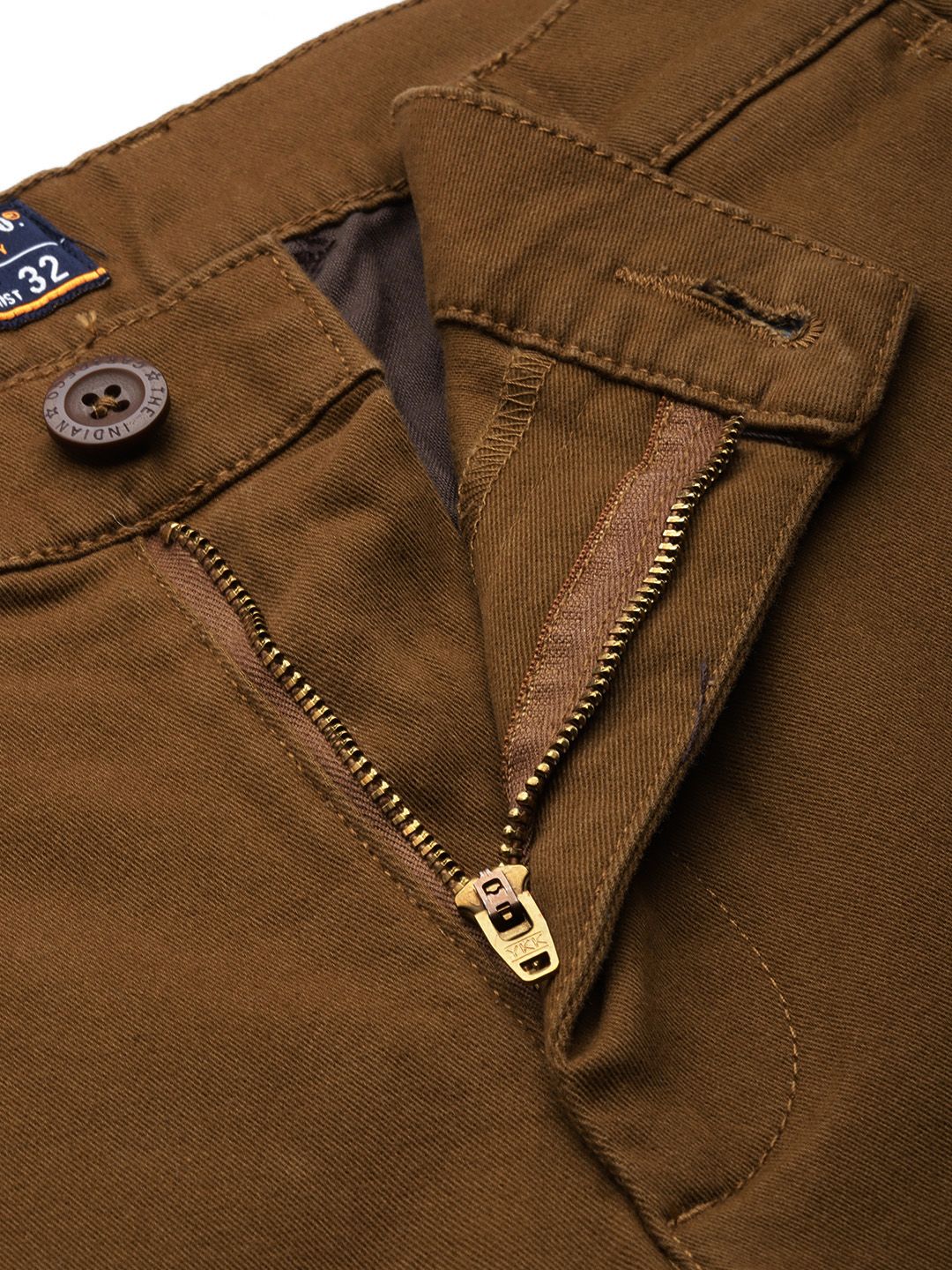 The Indian Garage Co Men Tan Slim Fit Chinos Trousers