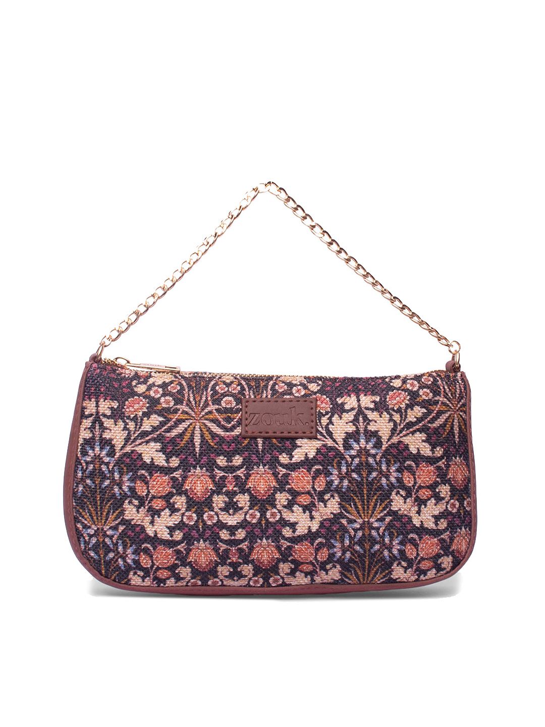 ZOUK Floral Printed Half Moon Shoulder Bag