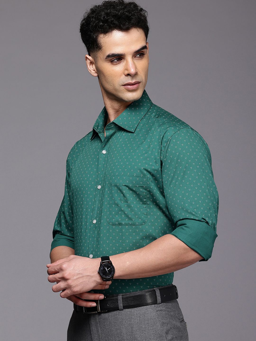 Raymond Pure Cotton Slim Fit Opaque Printed Formal Shirt