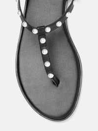 DressBerry Women Beaded T-Strap Flats