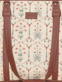 ZOUK White Printed Structured Laptop Shoulder Bag