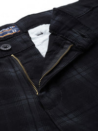 The Indian Garage Co Men Black Checked Slim Fit Trousers