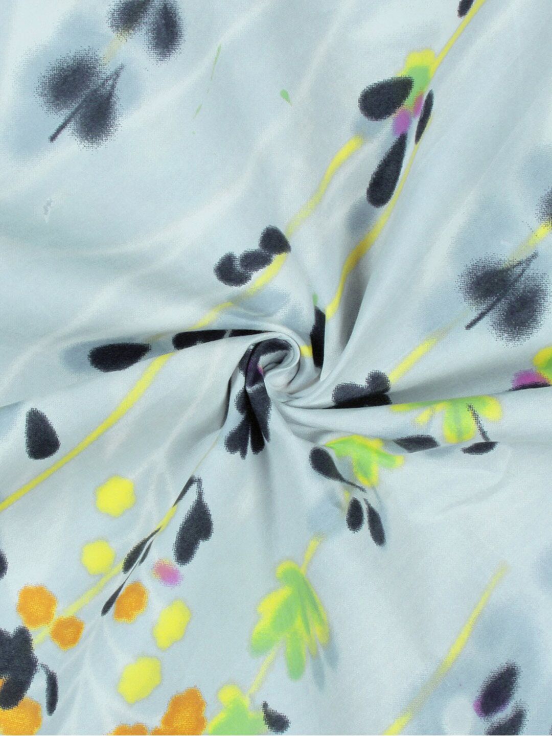 Story@home Grey & Black Floral Microfiber 180 TC Single Bedsheet With 1 Pillow Cover