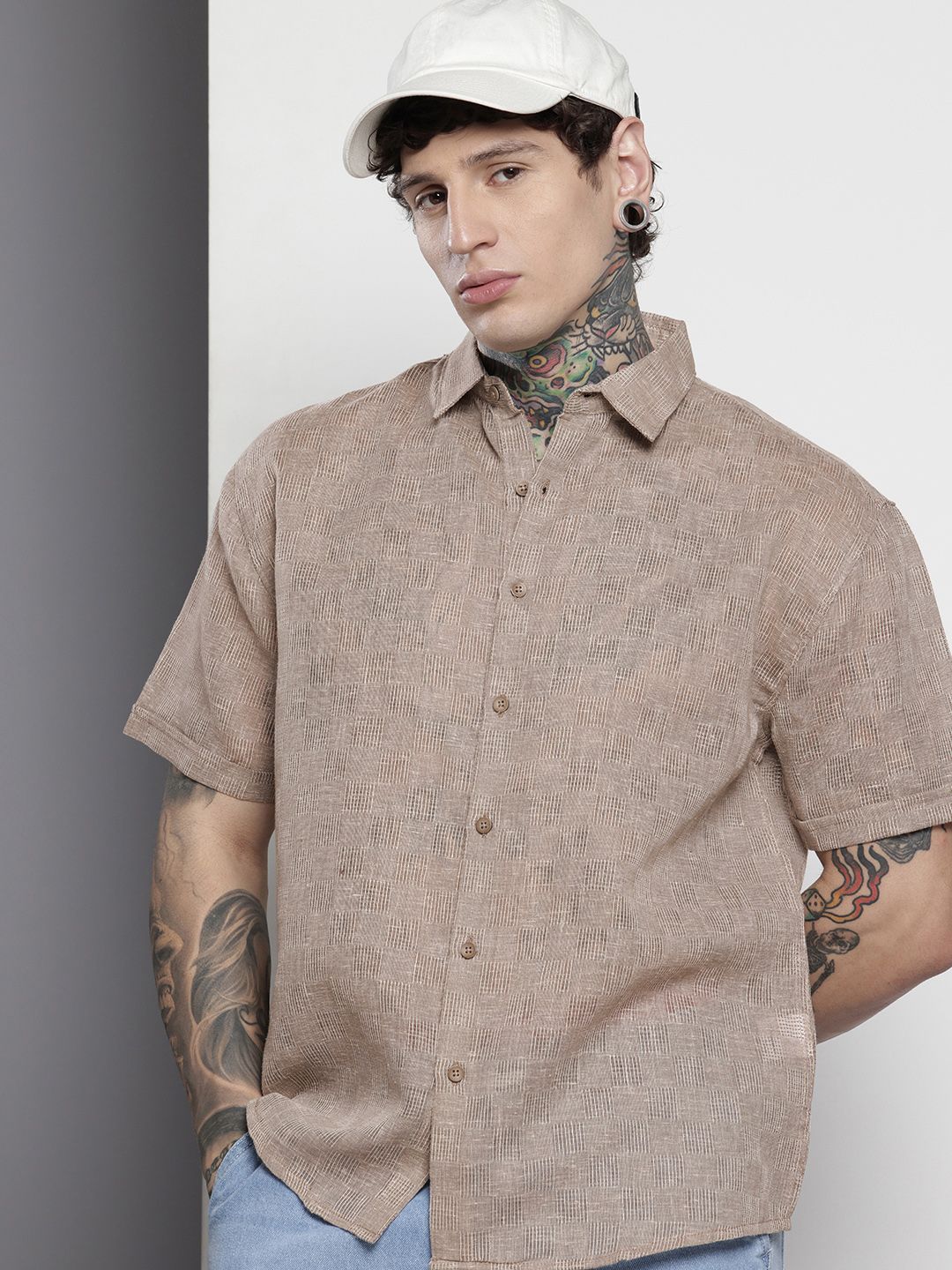 The Indian Garage Co Men Relaxed Fit Textured Shirt