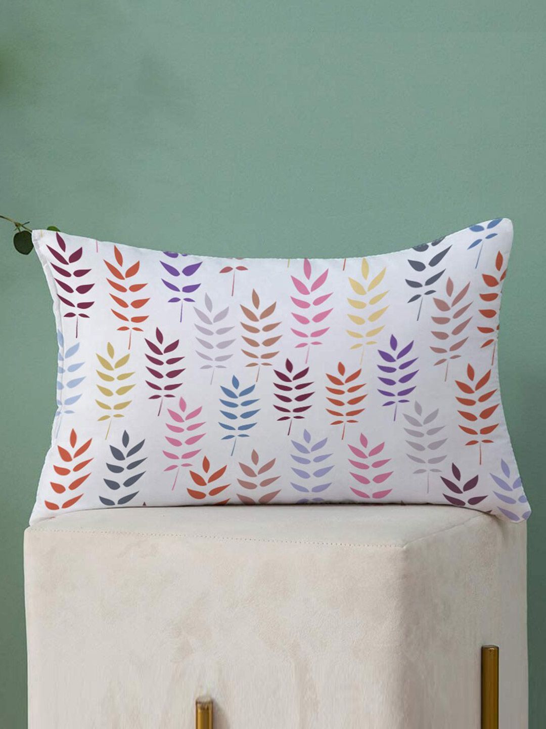 STITCHNEST Blue & White Set of 2 Floral 12" X 18" Rectangle Cushion Covers