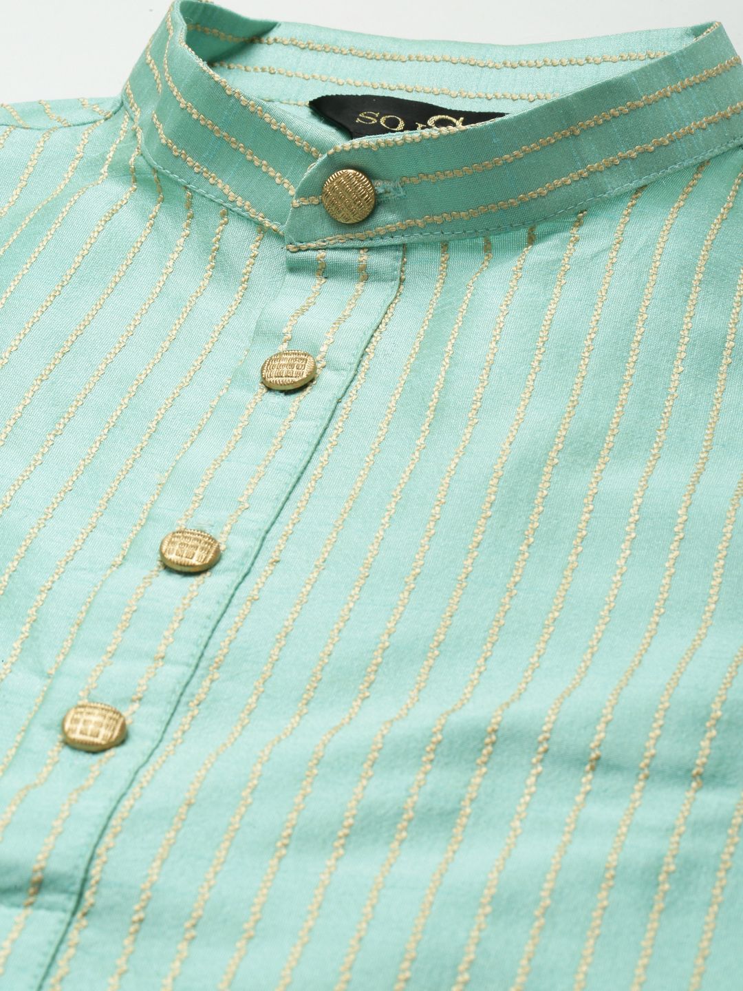SOJANYA Kurta Hijau Laut Lelaki dengan Jaket Churidar & Nehru