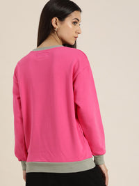 DILLINGER Women Pink Printed Oversized Sweatshirt