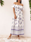 DressBerry Holiday Chic Off-Shoulder Appeal Smocked Maxi Dress