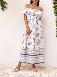 DressBerry Holiday Chic Off-Shoulder Appeal Smocked Maxi Dress