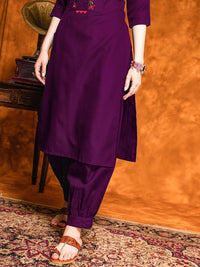 KALINI Floral Embroidered Mirror Work Straight Kurta with Patiala & With Dupatta