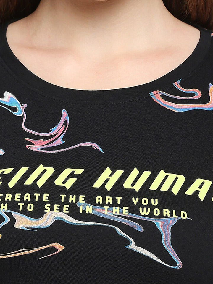 Being Human Abstract Printed Casual Cotton T-shirt