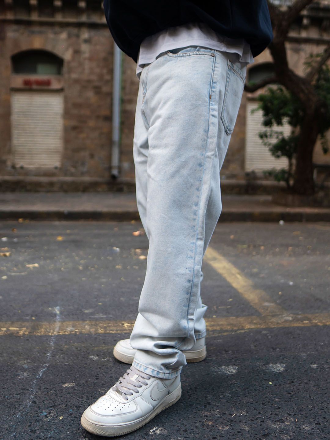 Powerlook Men Light Blue Basic Baggy Fit Denim Jeans