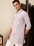 House of Pataudi Shirt Collar Pocket Detailing Rozana Kurta