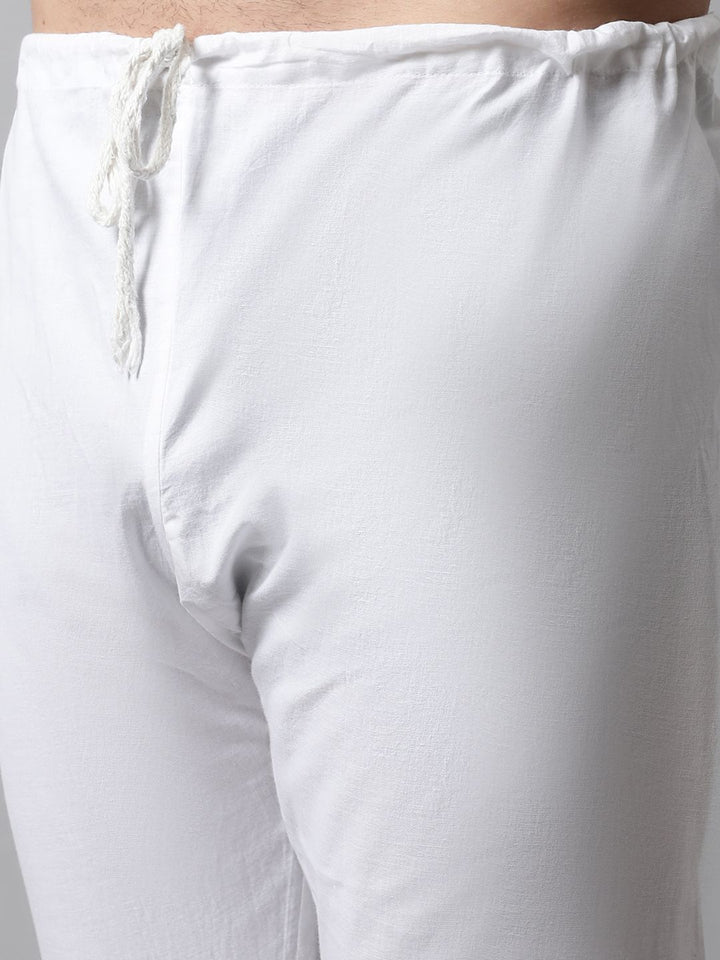 Jompers Men White Embroidered Kurta with Pyjamas