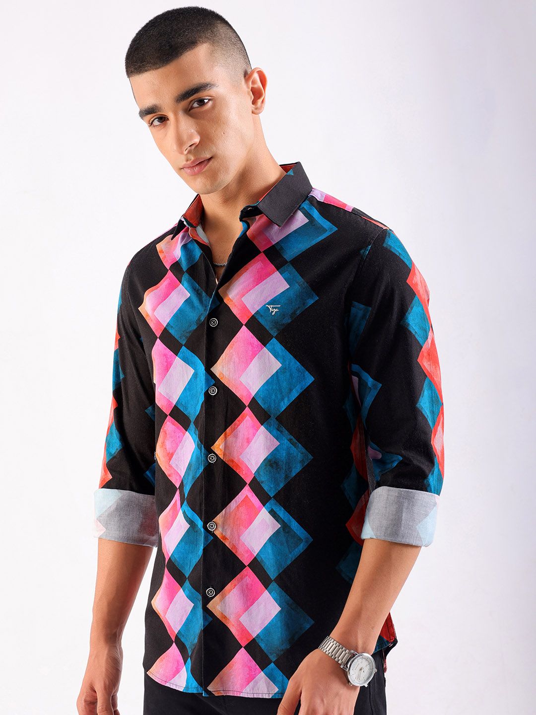 The Indian Garage Co Men Slim Fit Opaque Pure Cotton Printed Party Shirt