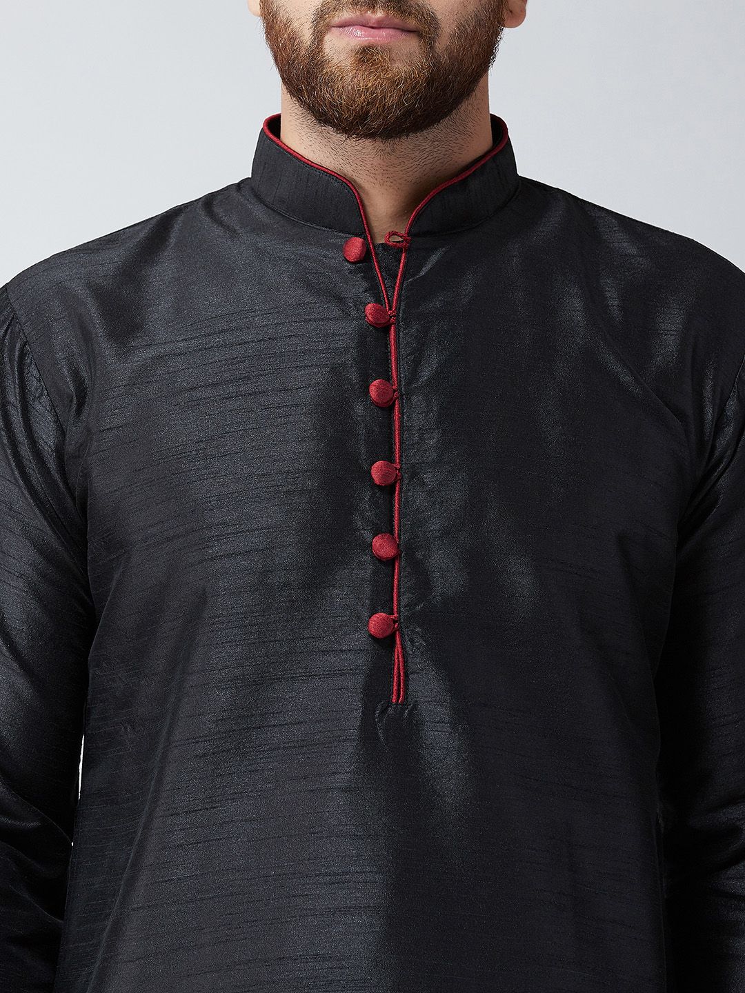 SOJANYA Lelaki Hitam Solid Kurta Lurus