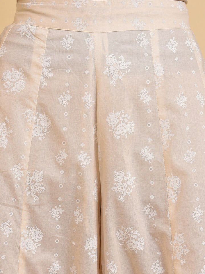 W Women Floral Printed Loose Fit Pure Cotton Trousers