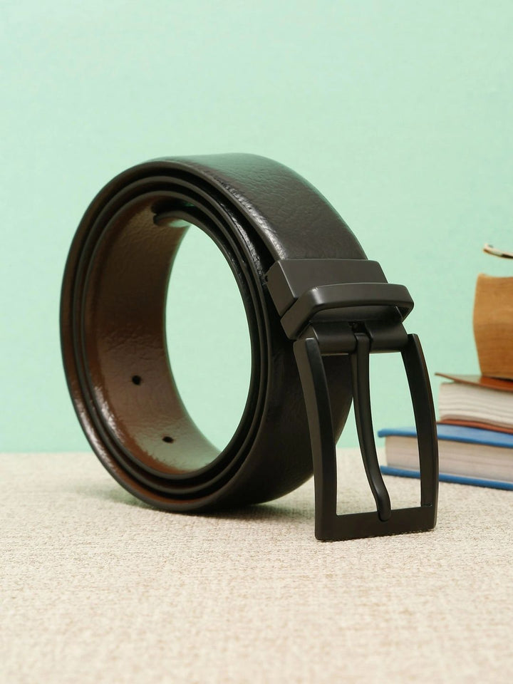 Teakwood Leathers Men Textured Leather Reversible Formal Belt