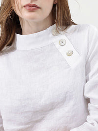 RAREISM Mandarin Collar Linen Top