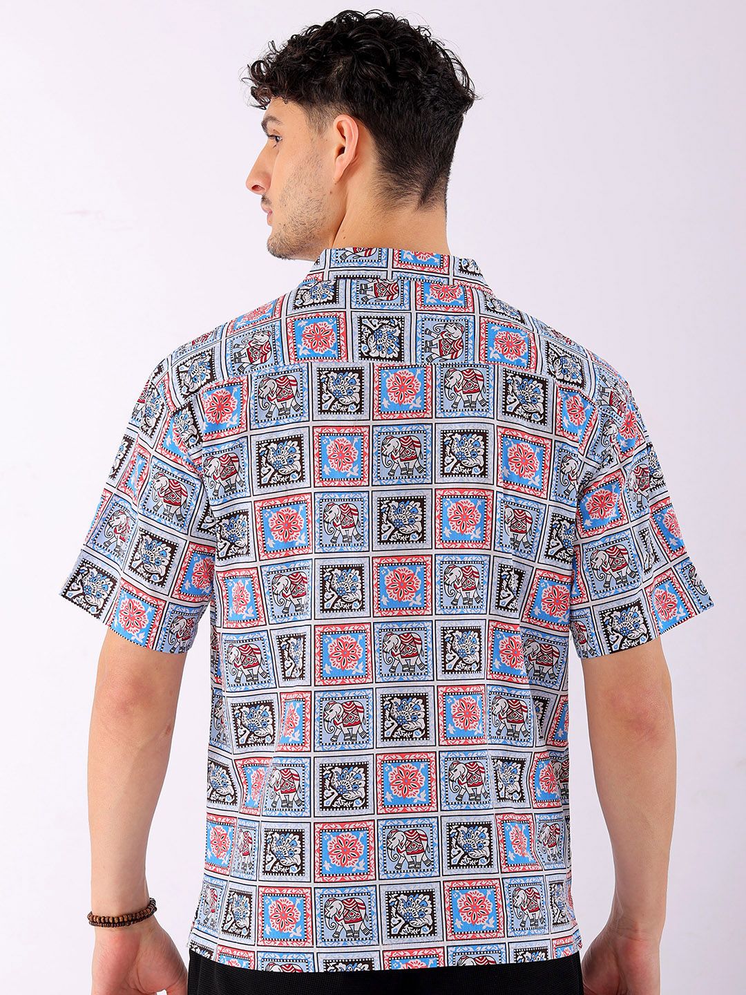 The Indian Garage Co Men Relaxed Fit Indie Geo Mosaic Printed Resortwear Shirt