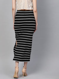 SASSAFRAS Black & White Striped Pencil Skirt