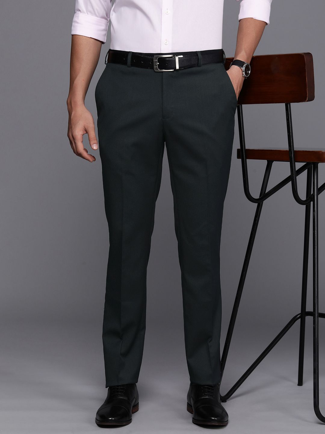 Raymond Men Textured Slim Fit Formal Trousers