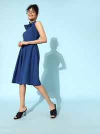 STREET 9 Women Blue Solid Waisted Dress