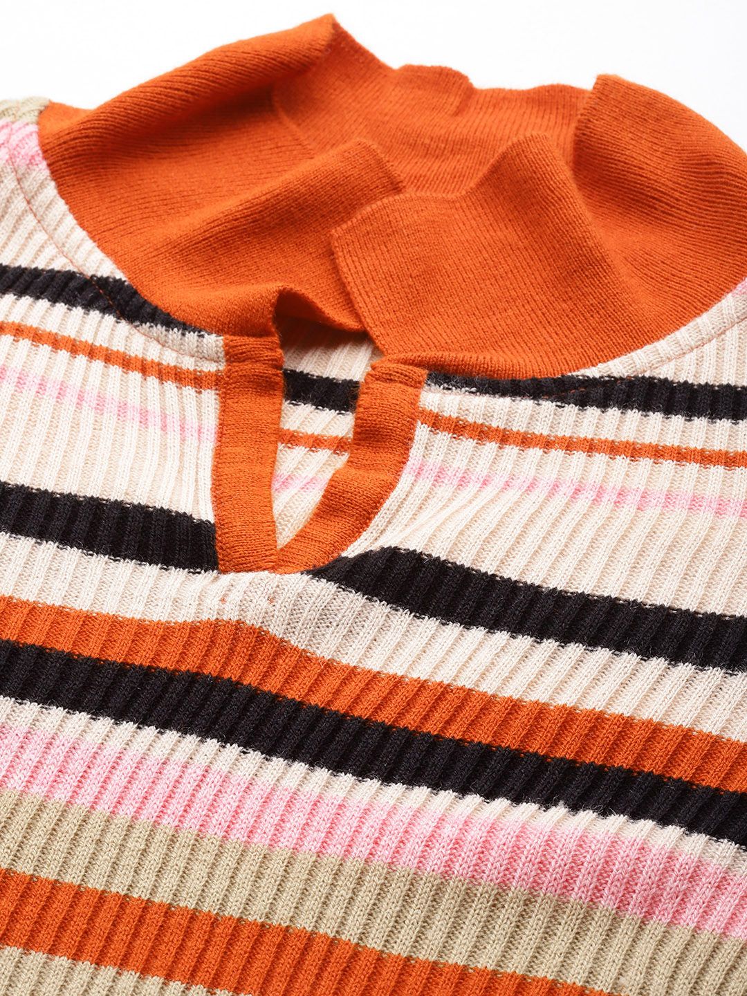 DressBerry Acrylic Shirt Collar Striped Pullover