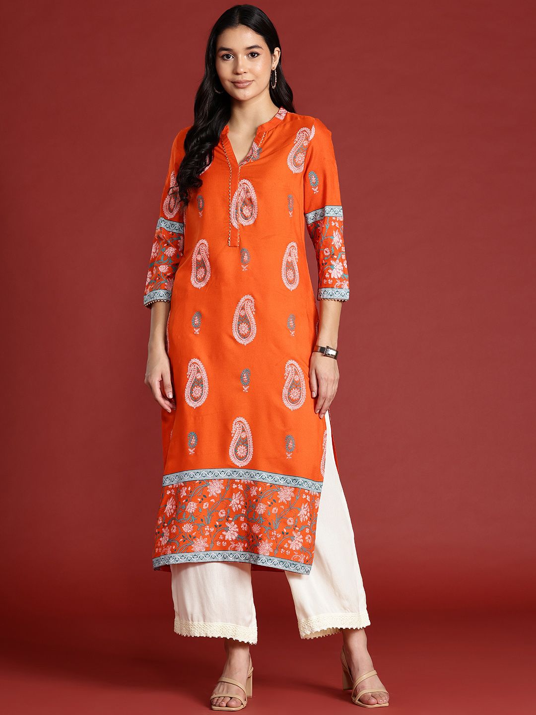 Anouk Paisley Print Gotta Patti Kurta