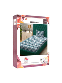 Myntra Elegant Homes Green Geometric 400 TC Single Bedsheet with 1 Pillow Covers