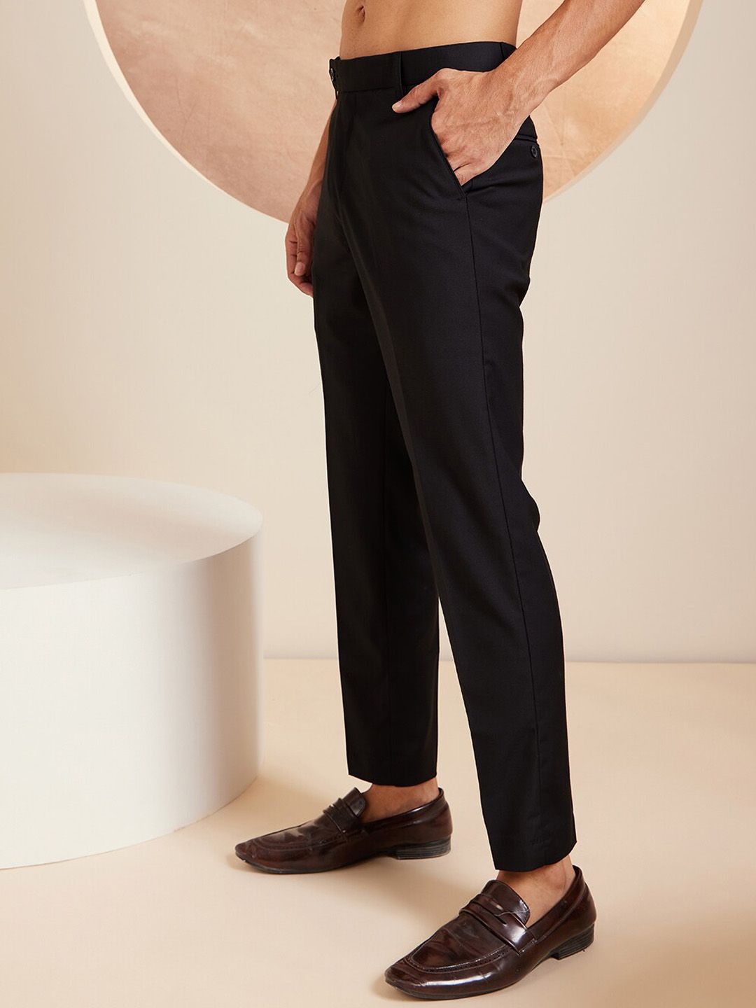 DENNISON Men Smart Tapered Fit Easy Wash Formal Trousers