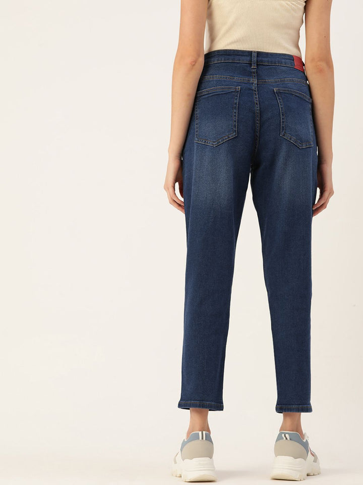 DressBerry Women Navy Blue Boyfriend Fit Stretchable Jeans