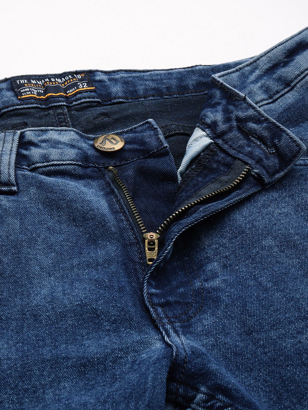 The Indian Garage Co Men Navy Blue Slim Straight Fit Light Fade Stretchable Jeans